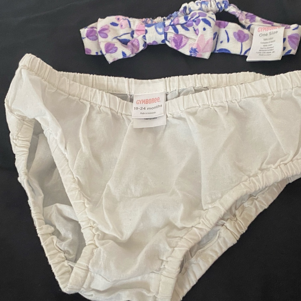 NWOT 3 PIECE GIRLS GYMBOREE SWEET FLORAL CORDUROY DRESS WITH HEADBAND & BLOOMERS - Picture 3 of 3